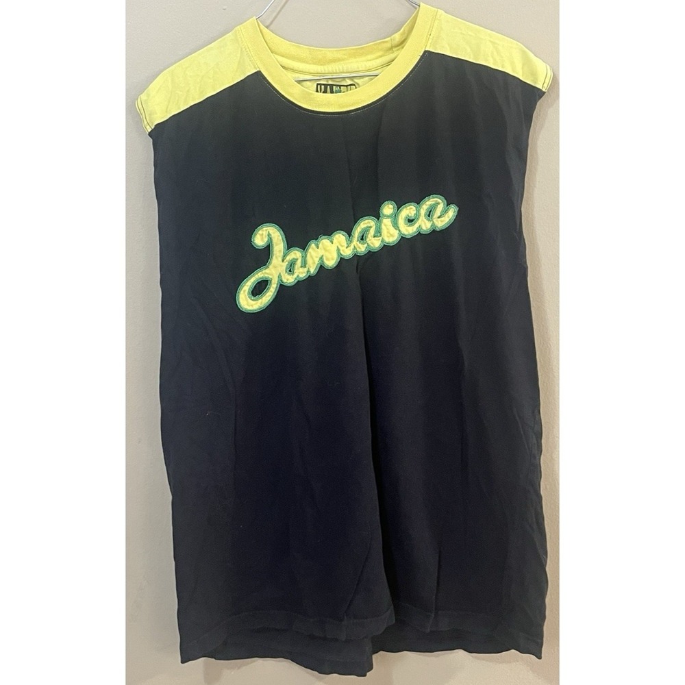Yardie Jamaica Sleeveless Jersey Tank Men's Size XL Black Yellow Number 7 Reggae